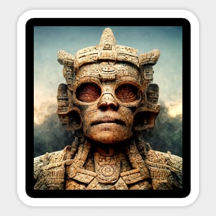 Stone Mayan Warrior God Sticker